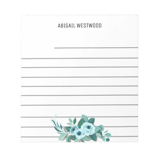 Rose watercolour Mom Personalized Name Notizblock (Vorderseite)