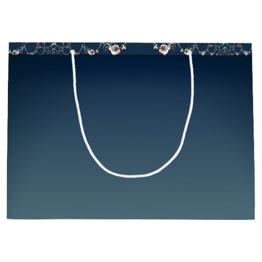 Rose Web on Gradient Blue Gift Bag Große Geschenktüte (Vorderseite)