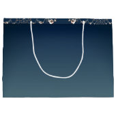 Rose Web on Gradient Blue Gift Bag Große Geschenktüte (Rückseite)