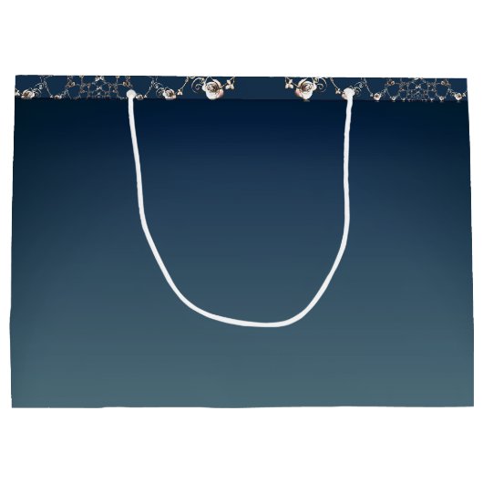 Rose Web on Gradient Blue Gift Bag Große Geschenktüte (Rückseite)
