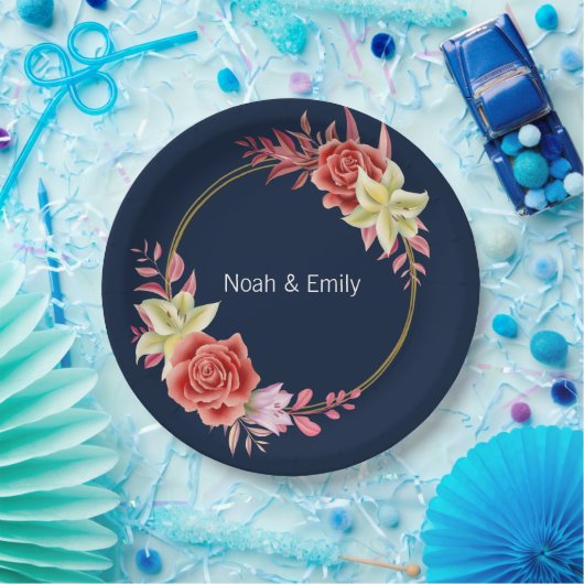 Rose Wedding Classic Round Aufkleber Pappteller (Party)