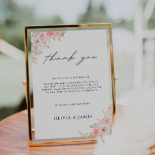 Rose Wedding danke Ihnen Unterschrift Template, Einladung