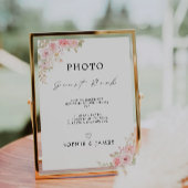 Rose Wedding Foto Gästebuchunterschrift, Einladung