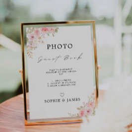 Rose Wedding Foto Gästebuchunterschrift, Einladung