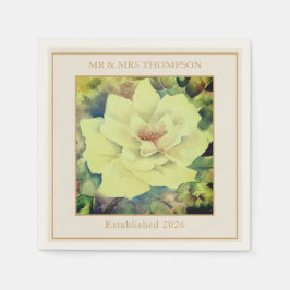 Rose Wedding Napkins | Sage & Ivory Floral | Custo Serviette