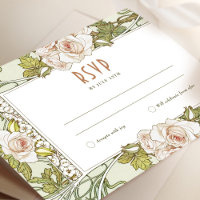 Rose Wedding RSVP Beilage Vintag Art Nouveau Mucha