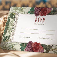 Rose Wedding RSVP Beilage Vintag Art Nouveau Mucha
