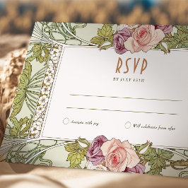 Rose Wedding RSVP Beilage Vintag Art Nouveau Mucha Einladung