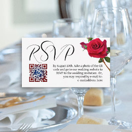 Rose Wedding RSVP QR Code Enclosure Card Begleitkarte