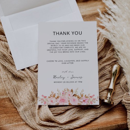 Rose Wedding Vielen Dank Napkin Note Menu Menükarte