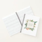 Rose Weibliche Wasserfarben Floral mit Name Notizblock (Innenseite)