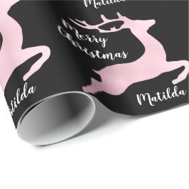 Rose Weihnachtsrentiermuster personalisiert Geschenkpapier