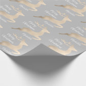 Rose Weihnachtsrentiermuster personalisiert Geschenkpapier (Ecke)