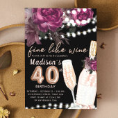 Rose Wein Luxus 40. Geburtstag Einladung