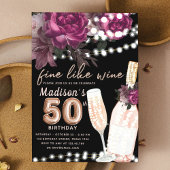 Rose Wein Luxus 50. Geburtstag Einladung