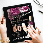 Rose Wein Luxus 50. Geburtstag Einladung