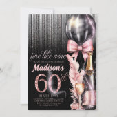 Rose Wein Luxus 60. Erwachsene Geburtstag Einladung (Vorderseite)