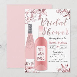 Rosé-Wein & Orchideen-Blumen-Junggesellinnenabschi Einladung