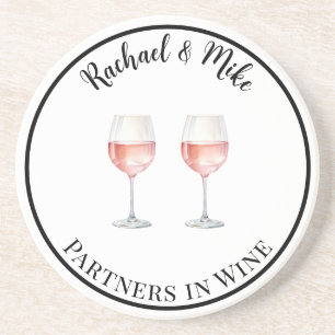 Rosé-Wein trinken Partner  Getränkeuntersetzer