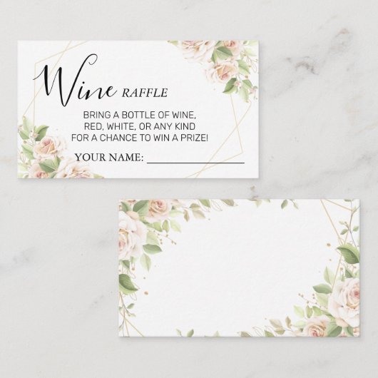 Rose Weinkarte Brautparty für Weinverkostung Platzkarte (Vorne/Hinten)