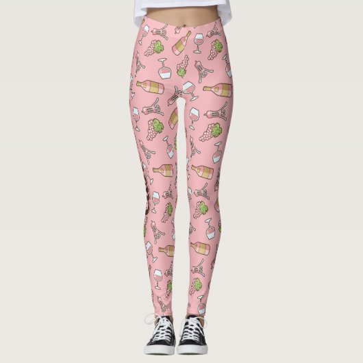 Rose Weinmuster Leggings (Vorderseite)