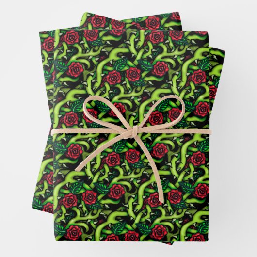 Rose Weintrauben Gotische Weihnachten Geschenkpapier Set (Beispiel)