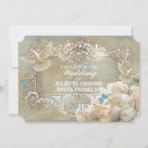 Rose Weiß - Einladungskarte für Hochzeiten Einladung