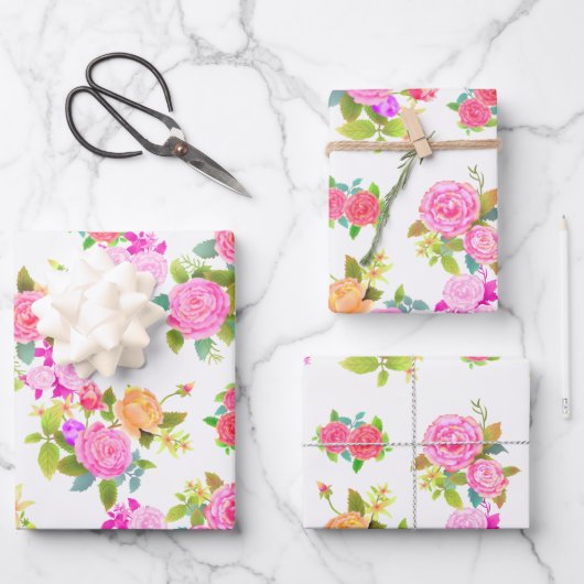 Rose Weiß. Geschenkpapier Set (Vorderseite)