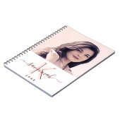 Rose, weißes Monogramm-Foto Notizblock (Linke Seite)