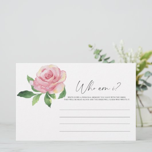 Rose - Wer bin ich Brautparty Stationery Briefpapier (Stehend Vorderseite)