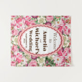 Rose White Florals Hochzeitsvorhang Wandteppich (Vorderseite (Horizontal))