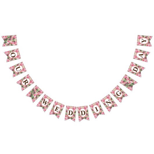 Rose White Florals Unser Hochzeitstag Wimpelkette (Alle)