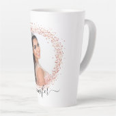 Rose White Foto Glitzer Namensskript Milchtasse (Rechte Ecke)