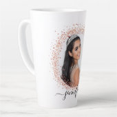 Rose White Foto Glitzer Namensskript Milchtasse (Linke Ecke)
