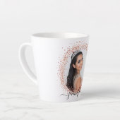 Rose White Foto Glitzer Namensskript Milchtasse (Linke Ecke)