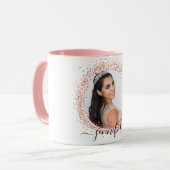 Rose White Foto Glitzer Namensskript Tasse (Vorderseite Links)