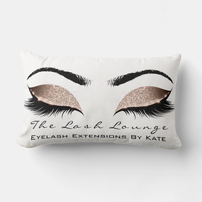 Rose White Glitzer Glam Makeup Lashes Schönheit Lendenkissen (Vorderseite)