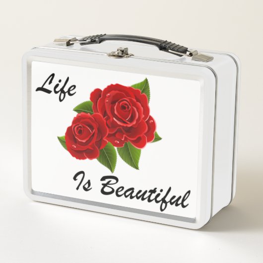 Rose White Metall Brotdose (Vorderseite)