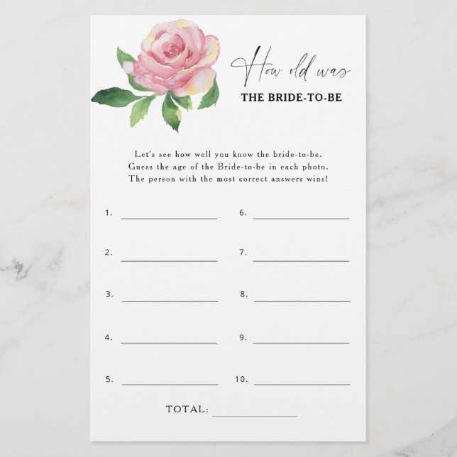 Rose - Wie alt war die Braut, um zu spielen (Vorderseite)