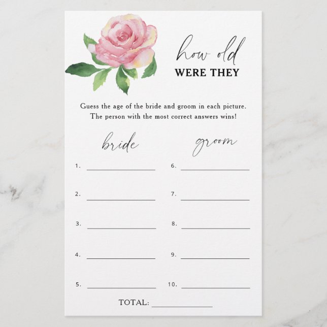 Rose - Wie alt waren sie ein Brautspiel (Vorderseite)