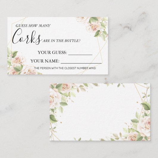 Rose Wie viele Corks Brautparty Kartenspiel Platzkarte (Vorne/Hinten)