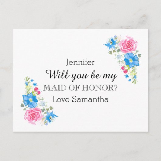 Rose Wildblume | Personalisiere Einladungspostkarte (Vorderseite)