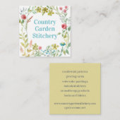 Rose Wildblume Wreath Wasserfarbe Botanische Quadratische Visitenkarte (Vorne/Hinten)