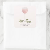 Rosé Wine Glass Cheers Wedding oder Dusche Gefalle Quadratischer Aufkleber (Tasche)
