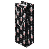 Rose Wine Pattern Geschenktüte Für Weinflaschen (Rückseite Schrägansicht)