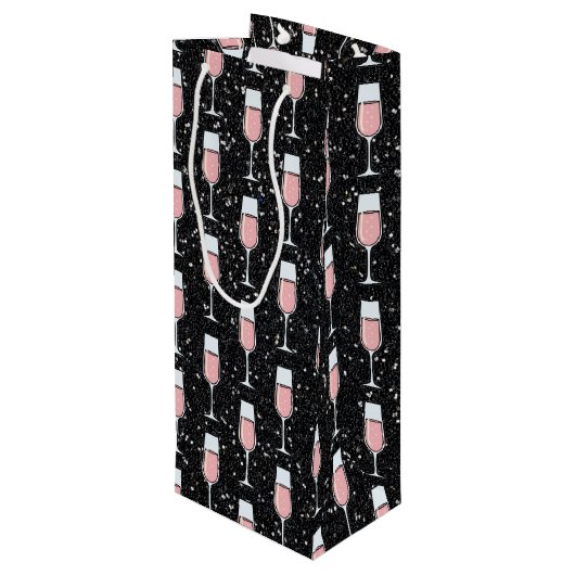 Rose Wine Pattern Geschenktüte Für Weinflaschen (Rückseite Schrägansicht)