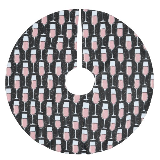 Rose Wine Pattern Polyester Weihnachtsbaumdecke (Vorderseite)