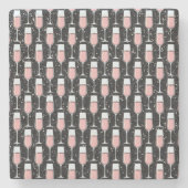 Rose Wine Pattern Steinuntersetzer (Vorderseite)