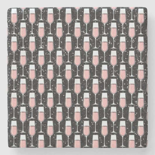 Rose Wine Pattern Steinuntersetzer (Vorderseite)