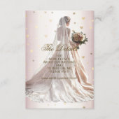 Rose Winter Wedding Bride Golden Shiny Hearts Begleitkarte (Vorderseite)